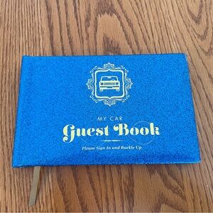 My Car Sparkling Blue Car Guest Book with Gold Ribbon